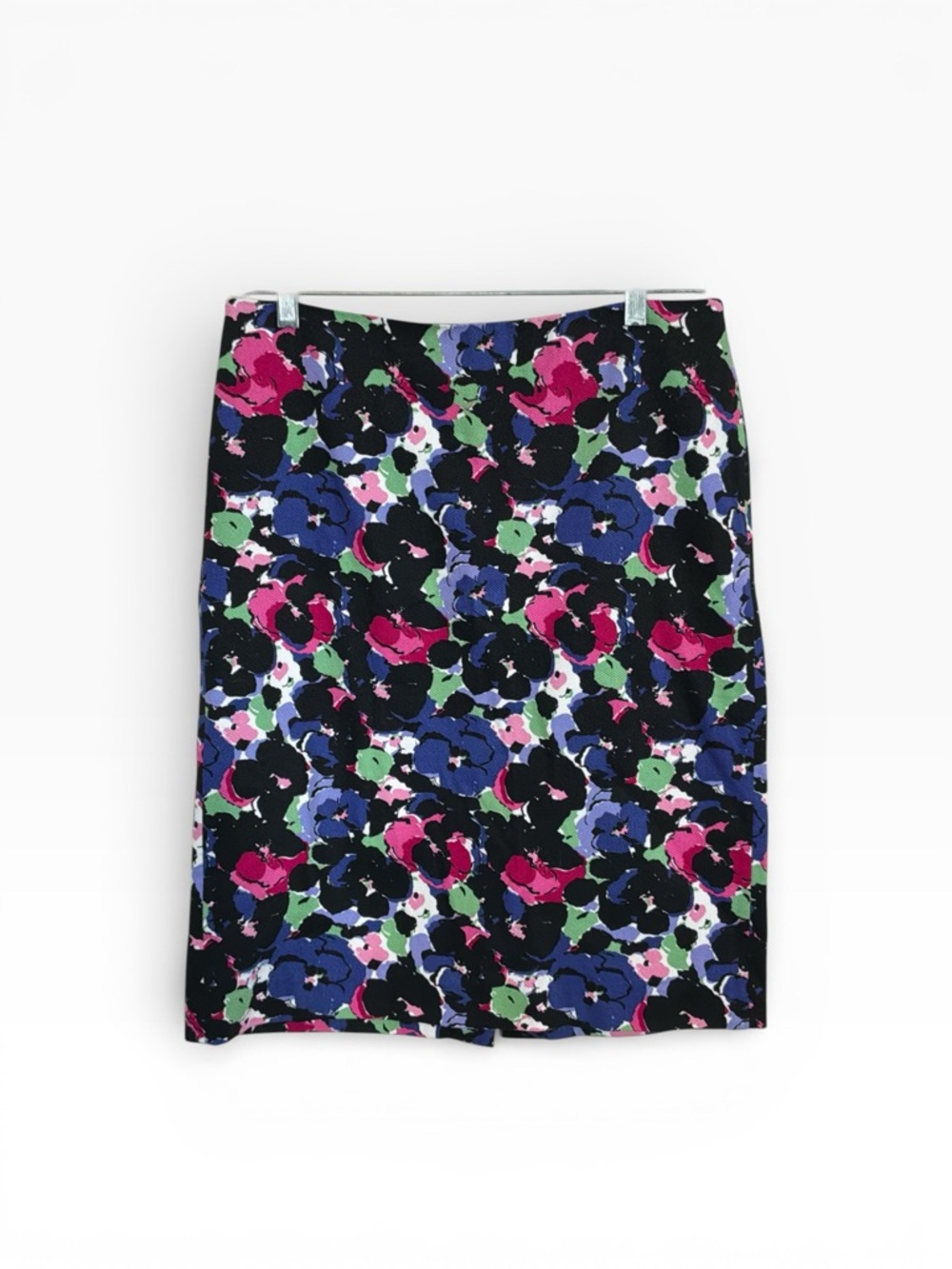 Talbots Black Floral Pencil Skirt with Pink, Blue & Green Accents